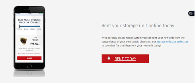 design self storage website, storage facility, rv park and rental website