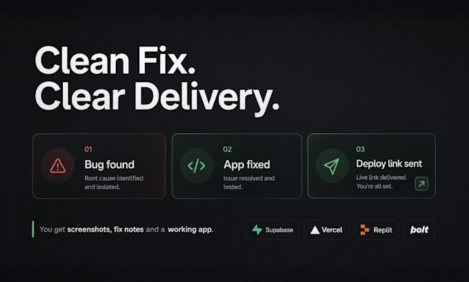 fix, debug and deploy your lovable, replit, base44 or bolt app
