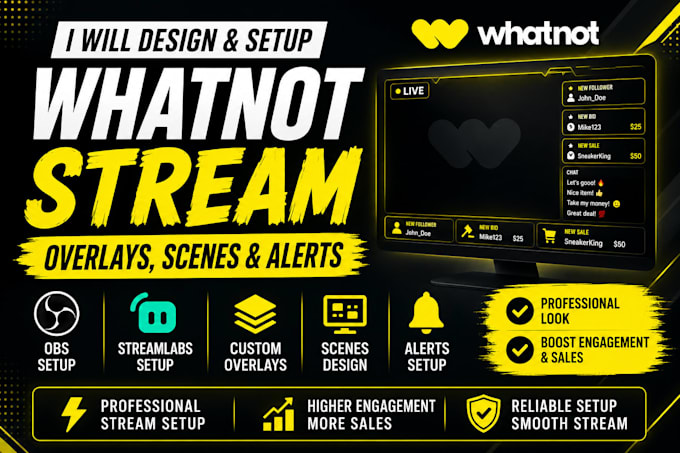 design and setup whatnot stream overlays scenes and alerts
