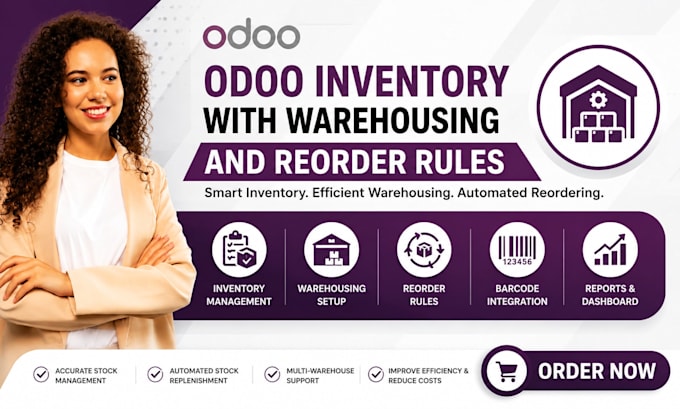 implement odoo inventory with warehousing and reorder rules