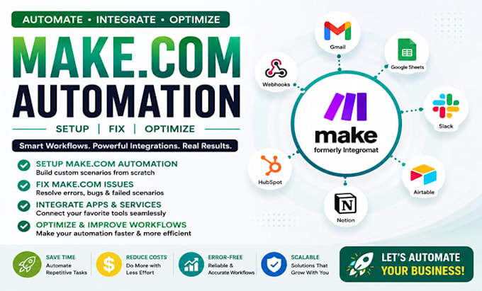 connect apps and automate tasks with make com