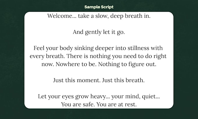 write calming sleep meditation youtube scripts with titles and descriptions