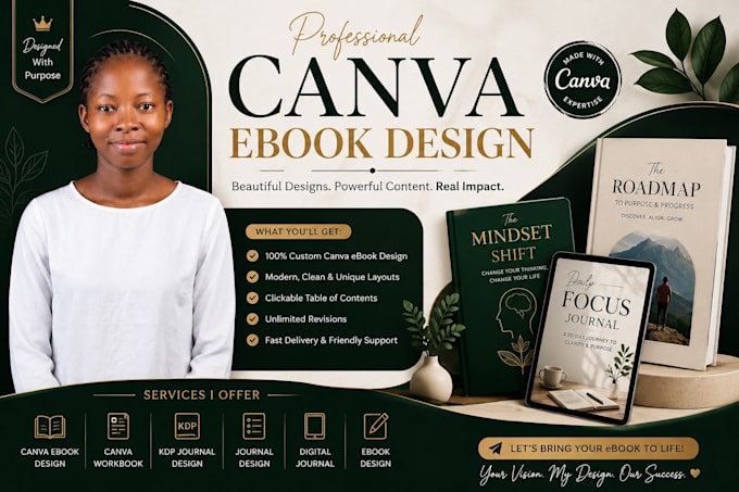 design modern canva ebook, workbook, journal and PDF layout