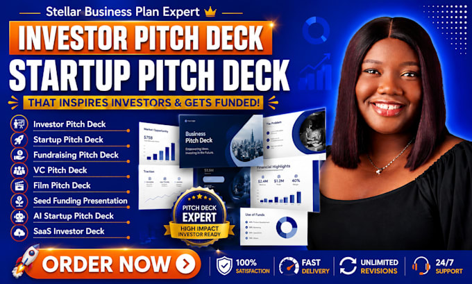 design, redesign investor pitch deck, startup, powerpoint presentation and canva