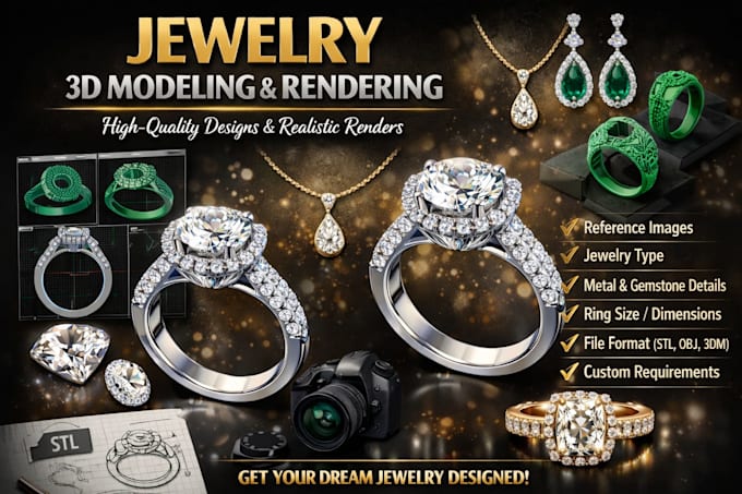 do professional jewelry 3d modeling and realistic rendering