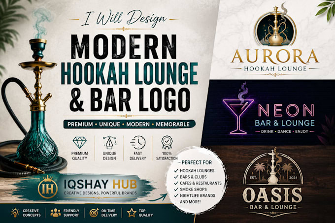 design modern hookah lounge and bar logo