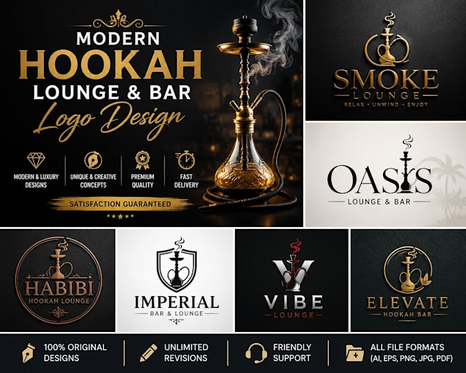 design a modern hookah lounge, bar, or restaurant logo
