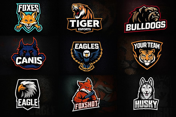 design animal, mascot logo, wolf, tiger, eagle, bear, fox