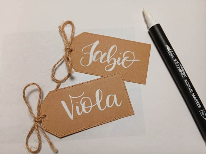 custom hand lettered calligraphy name tags