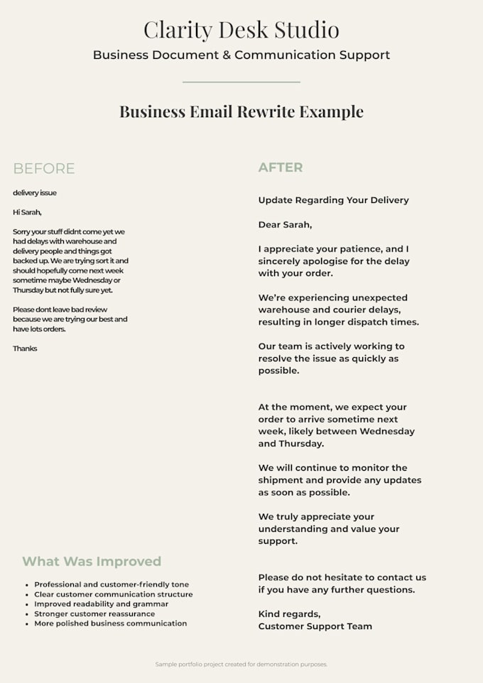 professionally rewrite your business email or message