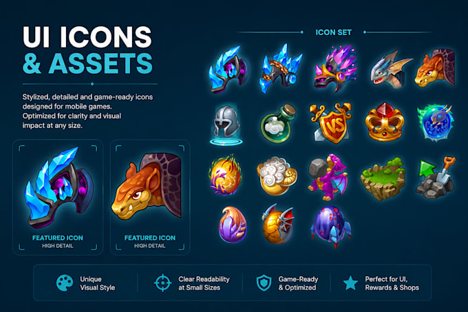 2d game icons for casual and mobile games