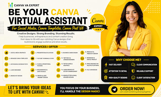 be your canva virtual assistant for social media, canva templates, canva post VA
