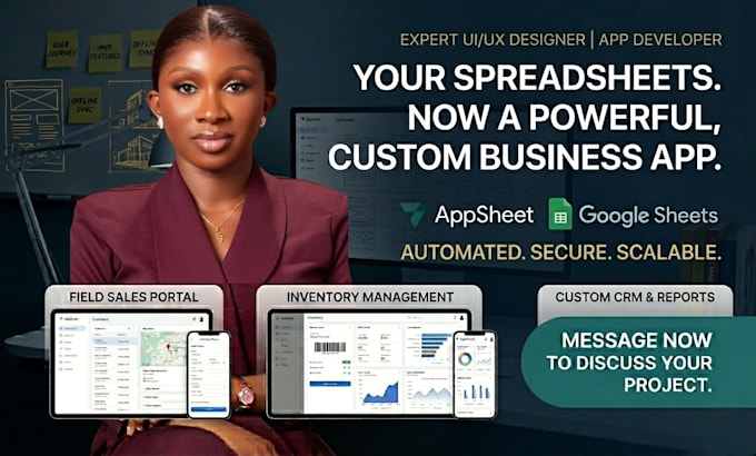 build a custom appsheet business app and internal tool from google sheet