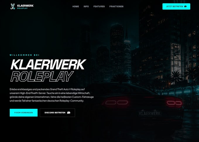 design a landing page website for your fivem roleplay server
