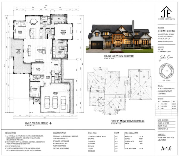 prepare architectural blueprint for city permit and construction