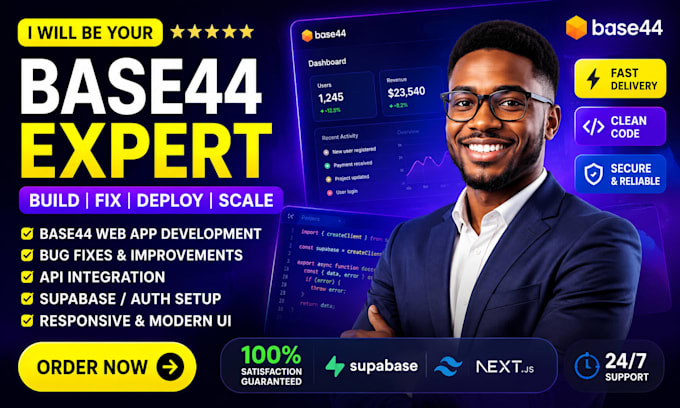 build, fix, customize and deploy base44 apps, base44 web apps, base44 saas