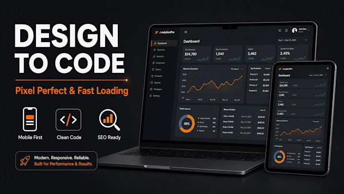 build responsive and seo optimized html css javascript website