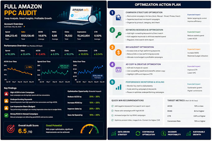 do a full amazon PPC audit and deliver an optimization action plan