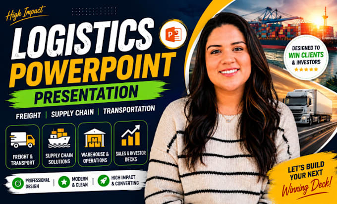 logistics powerpoint presentation, freight company sales deck, supply PPT