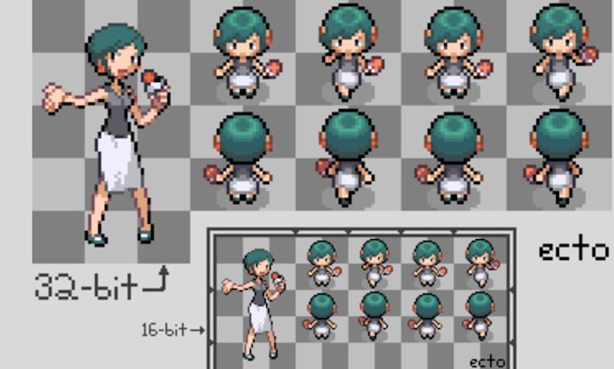 create custom pokemon trainer, battle and overworld sprite sheet for fan games