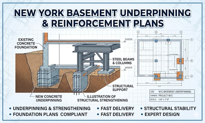create new york basement underpinning and structural reinforcement plans