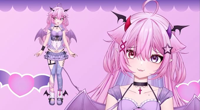 draw and rigg live2d model, 2d vtuber model, live2d rigging, custom illustration