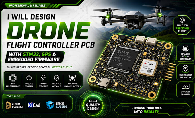 develop uav drone pcb, rf communication pcb layout and embedded hardware design