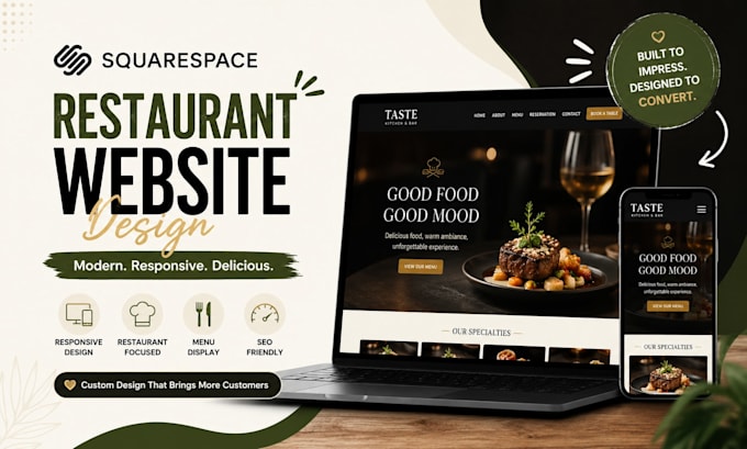 design squarespace restaurant website, cafe website, food website