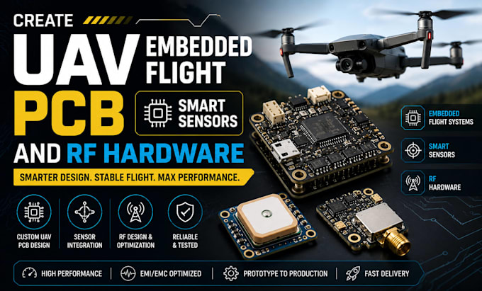 create uav embedded flight pcb, smart sensors and rf hardware
