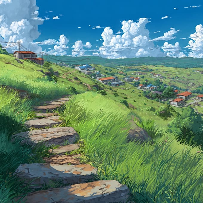 draw anime background, landscape illustrations