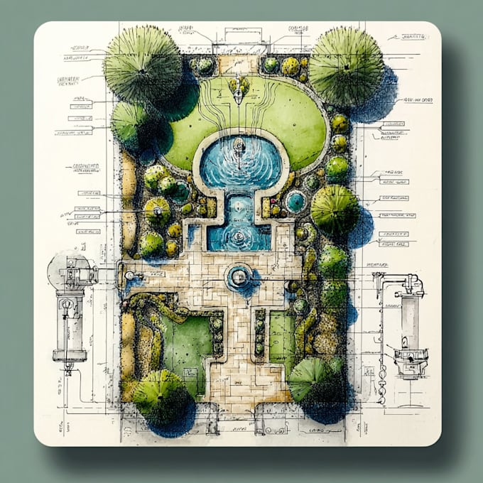 design drip, sprinkler zoning, irrigation layout and pipe