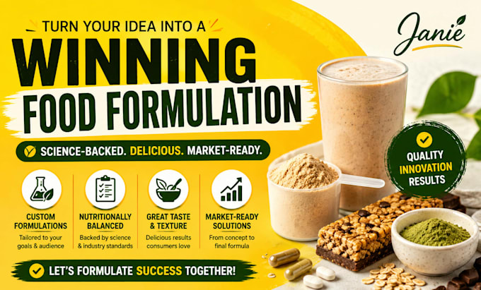 create food formulation, supplement and beverage recipe development