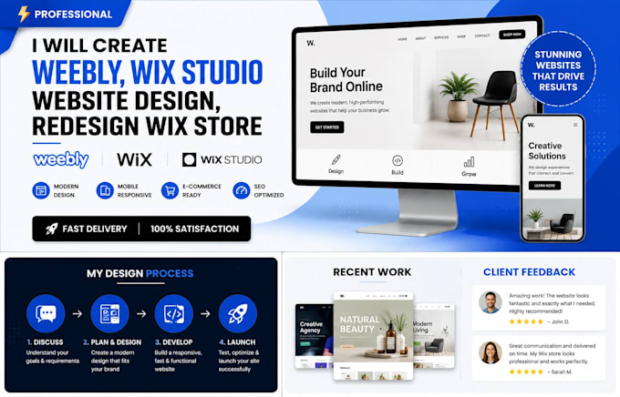 create weebly, wix studio website design, redesign wix store