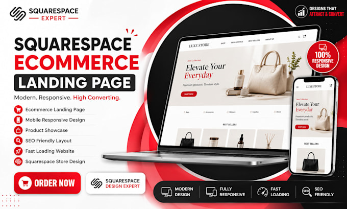 design squarespace ecommerce landing page for your store