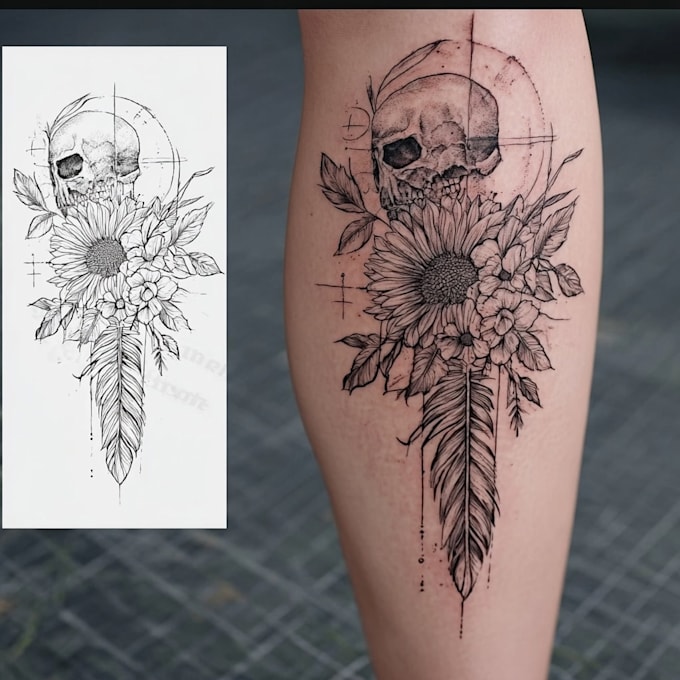 draw custom tattoo illustration design