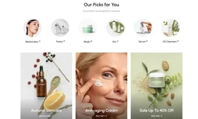 design a professional skin care shopify skin care website dropshipping store