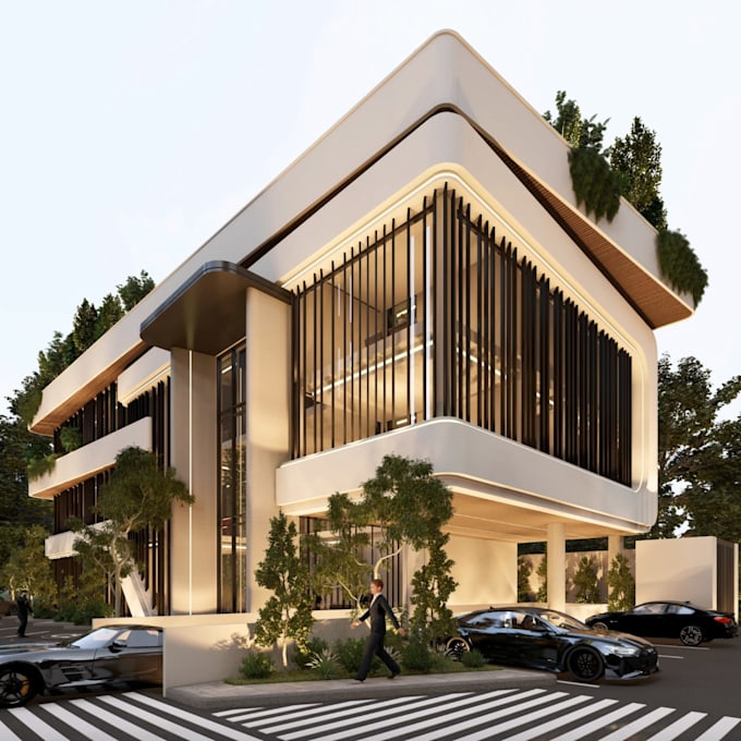 photorealistic house elevation rendering,3d exterior design, cgi building facade