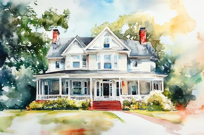 paint watercolor house portrait