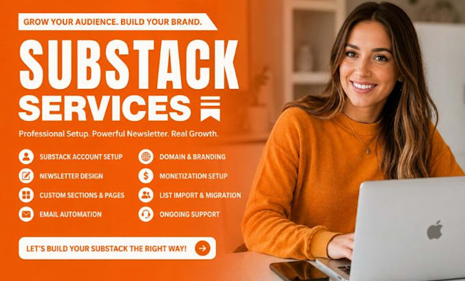 do substack account setup, newsletter design, post podcast, substack promotion