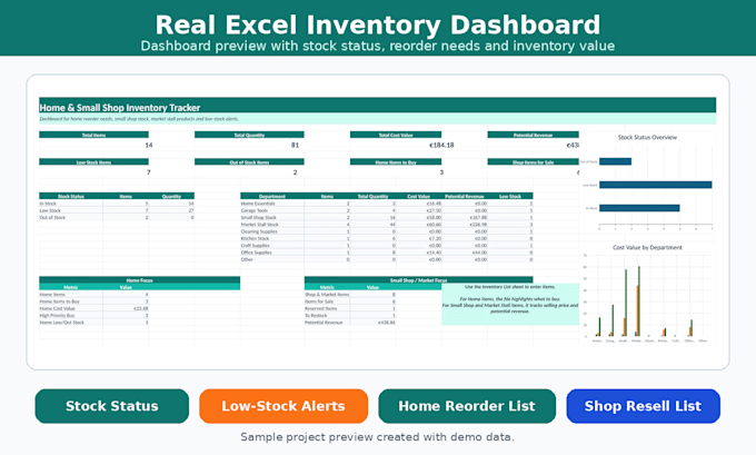 create your own excel inventory tracker for home or small shops