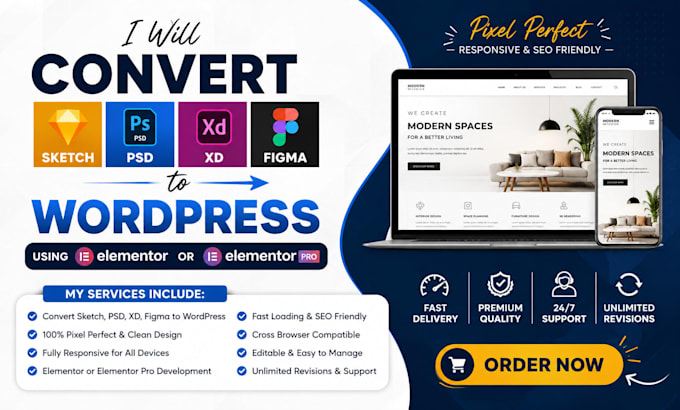convert figma design to wordpress website using elementor pro
