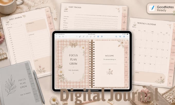 design hyperlinked pdf canva digital journal goodnotes ipad planner etsy journal