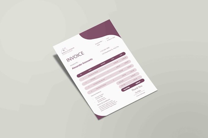 create professional interactive custom invoice and letterhead template