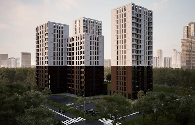 overhaul 3d multifunctional compound,residential complex,urban greenery,d5render