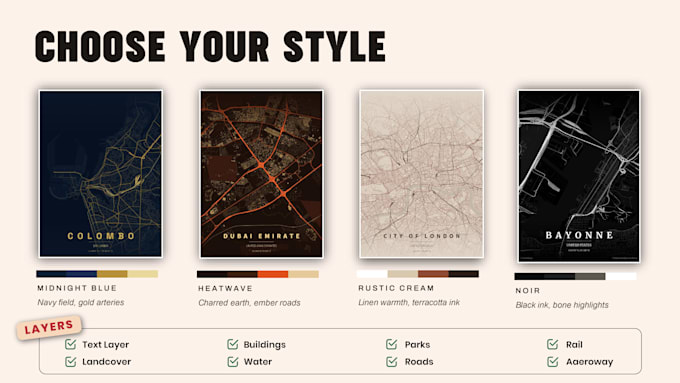 create custom luxury city map posters and wall art