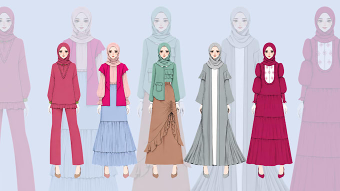create elegant modest fashion design illustration