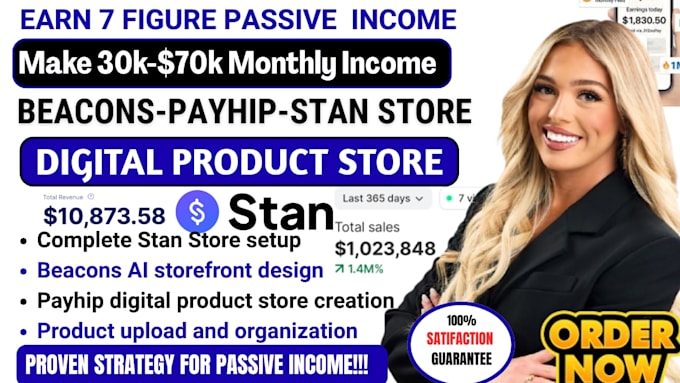 setup beacons ai, stan store design, stan store, payhip digital product store