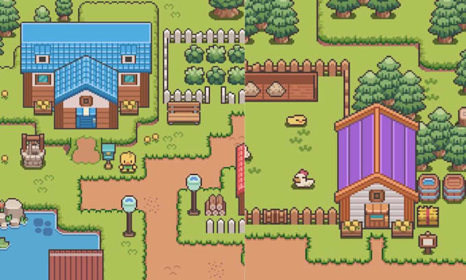 create pixel art tileset pixel character animation sprite sheet rpg game assets