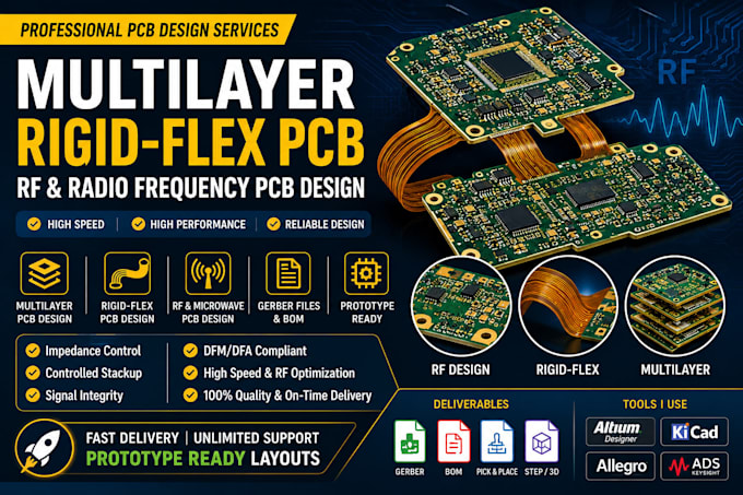 design multilayer rigid flex pcb, rf and radio frequency pcb, gerber files