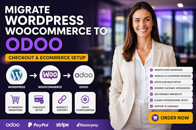 migrate wordpress woocommerce to odoo website and setup odoo checkout